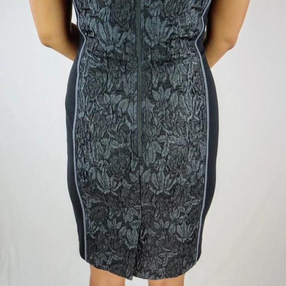 Rachel Roy Black Gray Jacquard Sheath Dress $395 - Picture 7 of 9